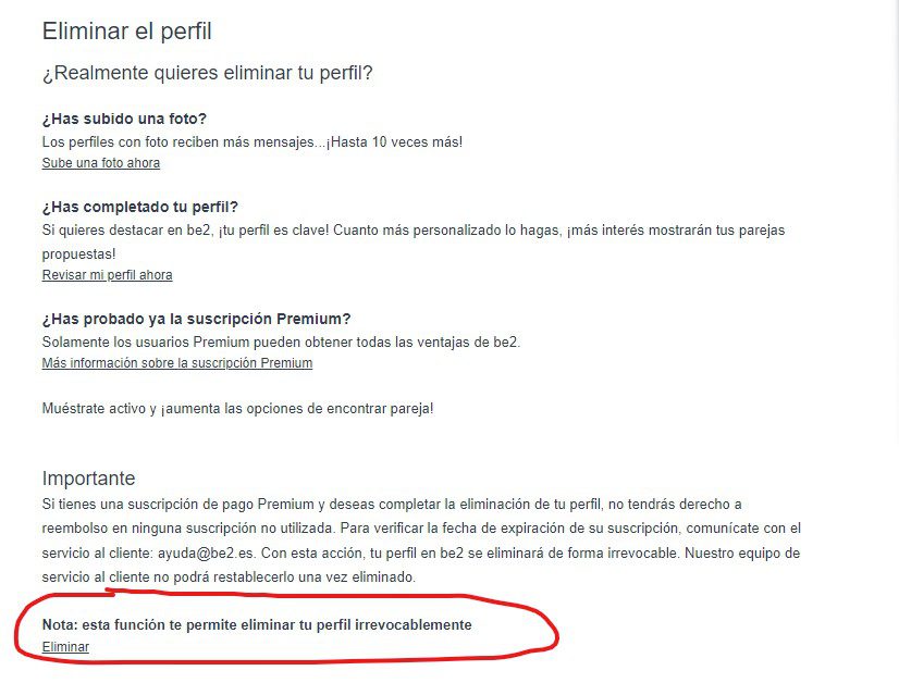 cancelar cuenta de be2